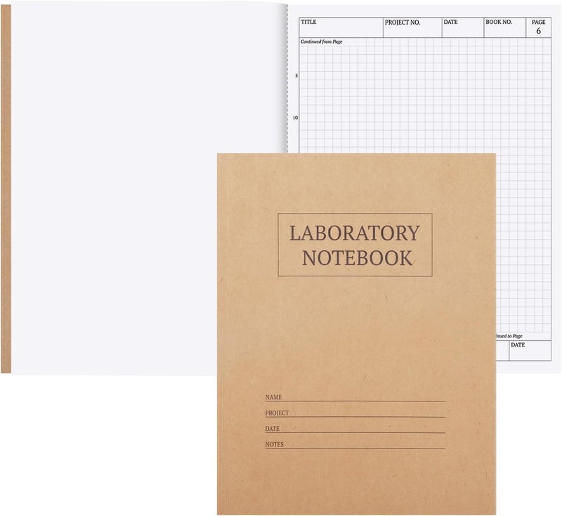 suituts 2 Pack Carbonless Chemistry Lab Notebook, 8.5X11 Inch Students Lab Notebook for Scientific/Physic/Biology, 50 Sets Per Pack, 4x4 Square Grid (Kraft) - Image 1